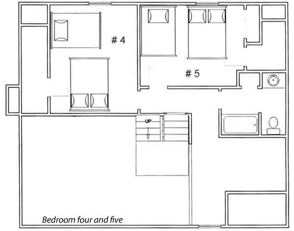 Floor plan for bedroom number four and five